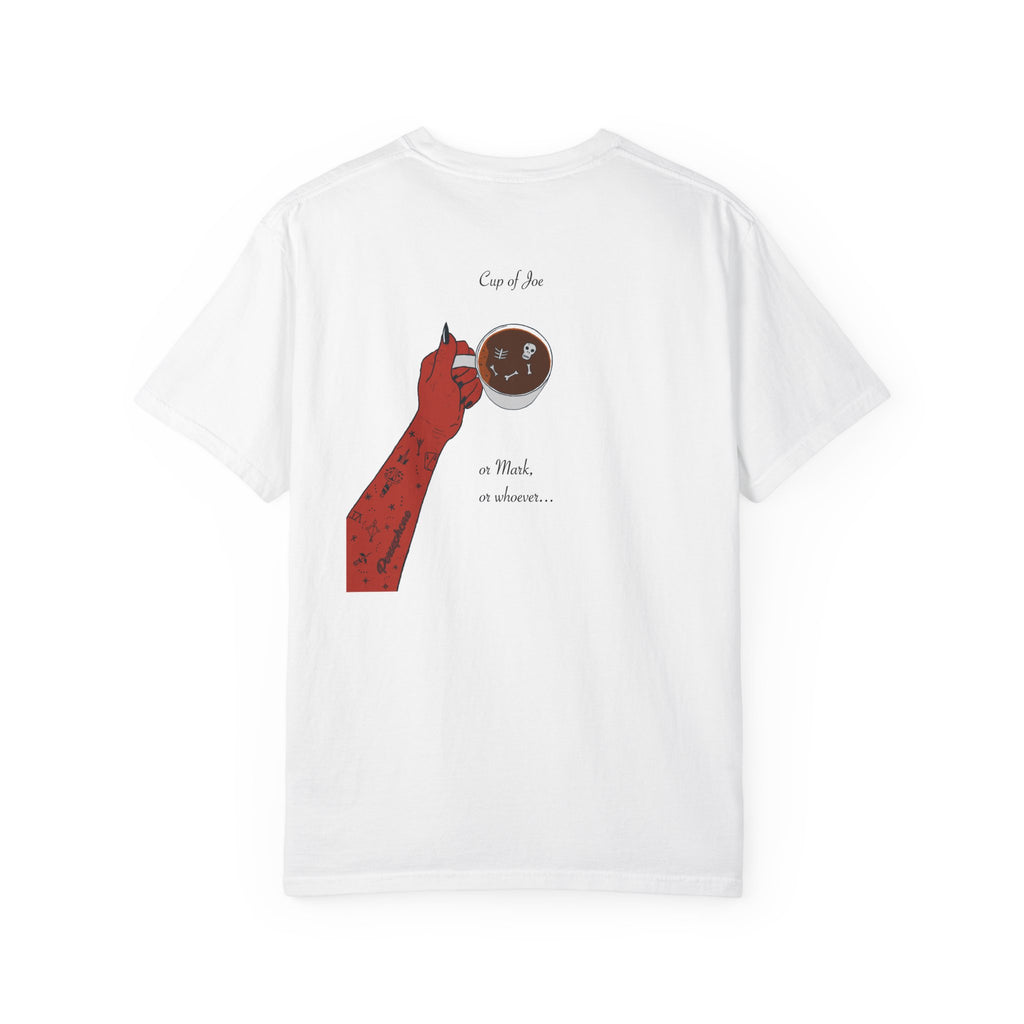 Cup of Joe illustration T-Shirt | tattooed arm holding coffee | Original Artist