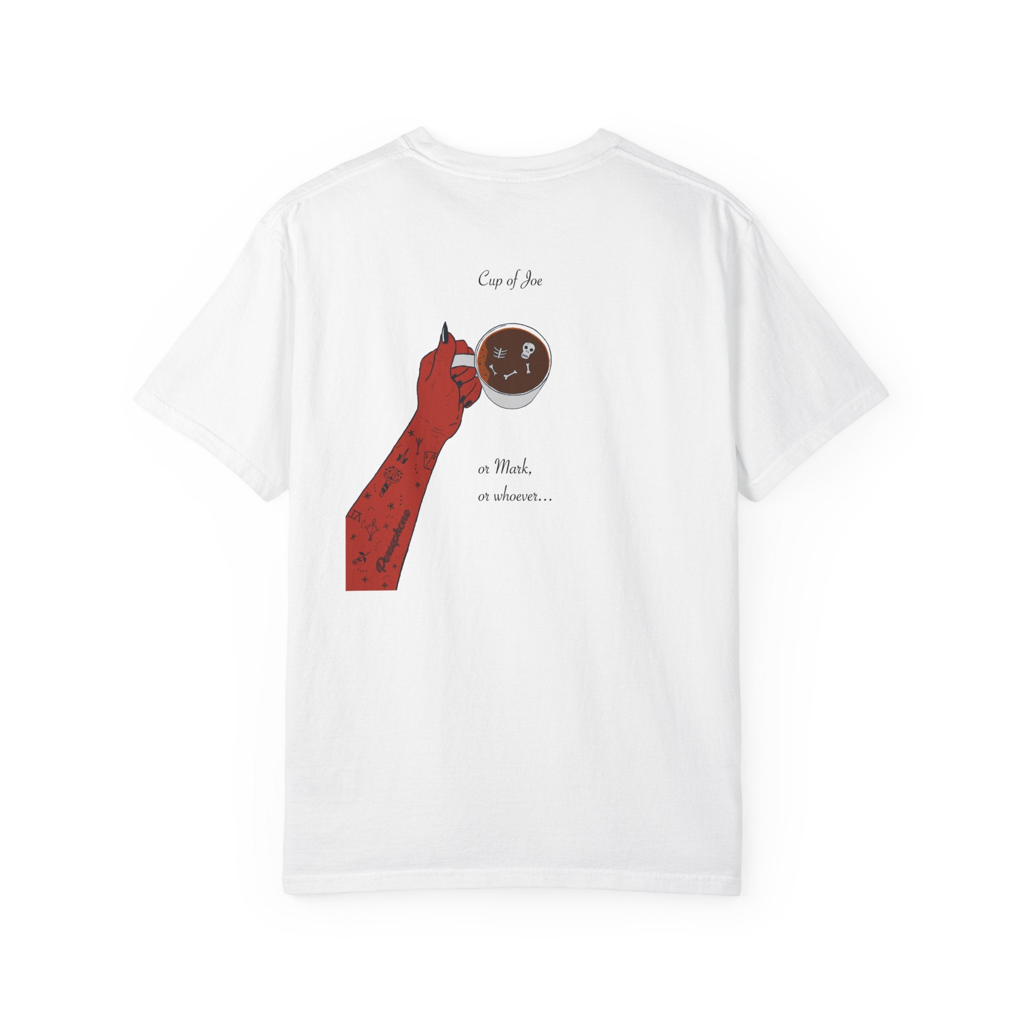 Cup of Joe illustration T-Shirt | tattooed arm holding coffee | Original Artist